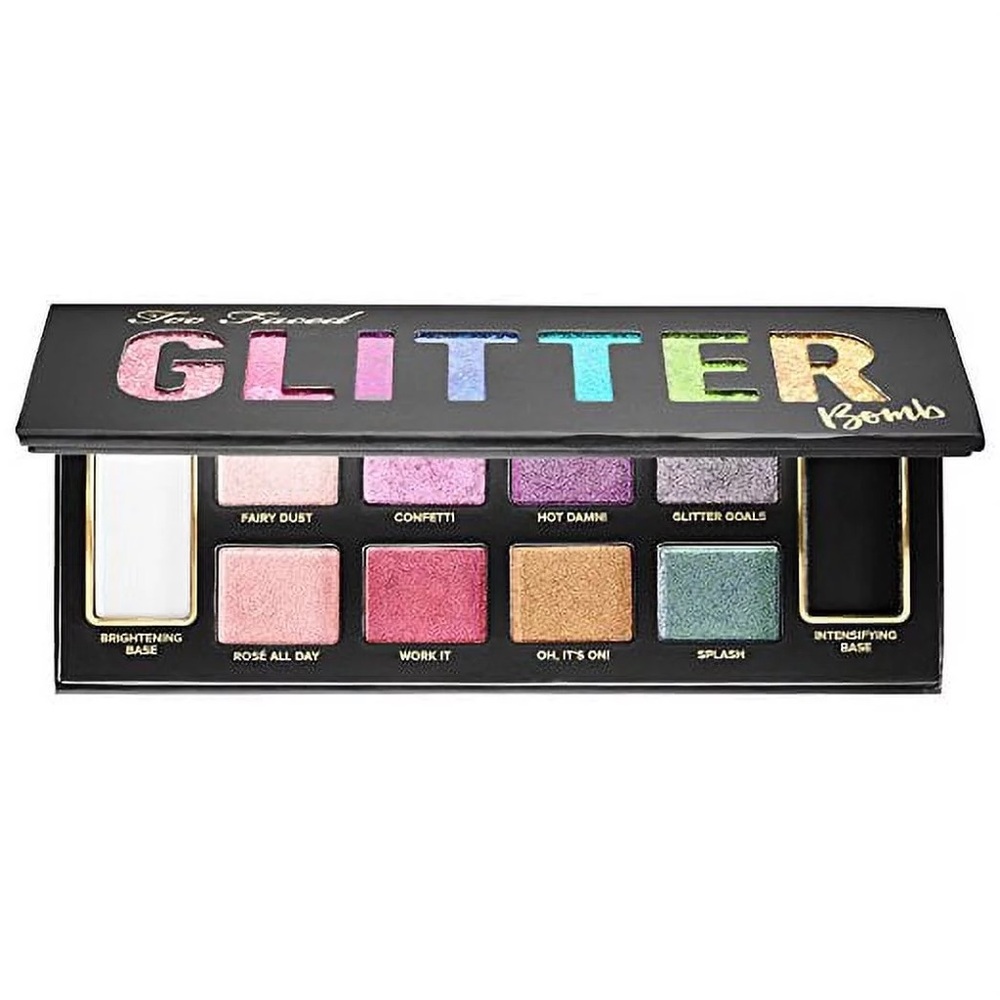 Barely Used Too Faced Glitter Bomb 10 Pan Eye Shadow Palette